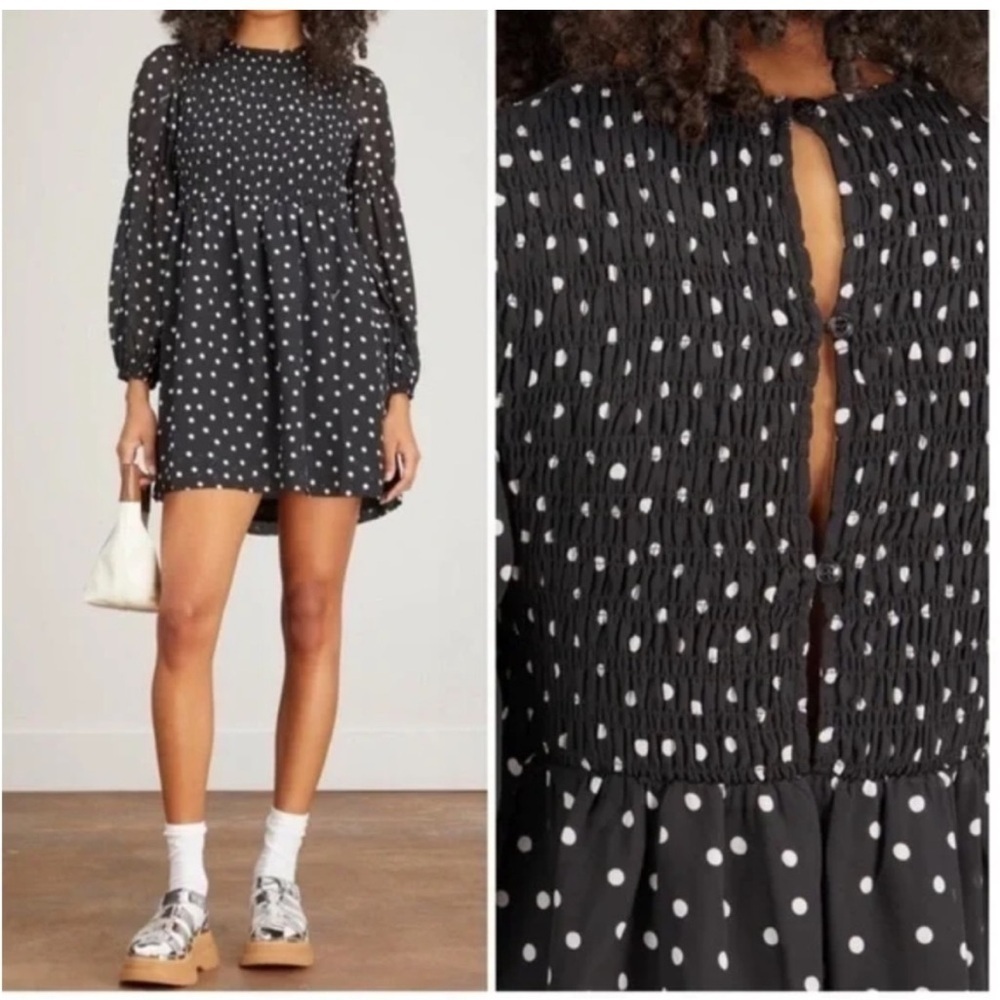 GANNI NWOT Polka Dot Black MINI Dress - 36